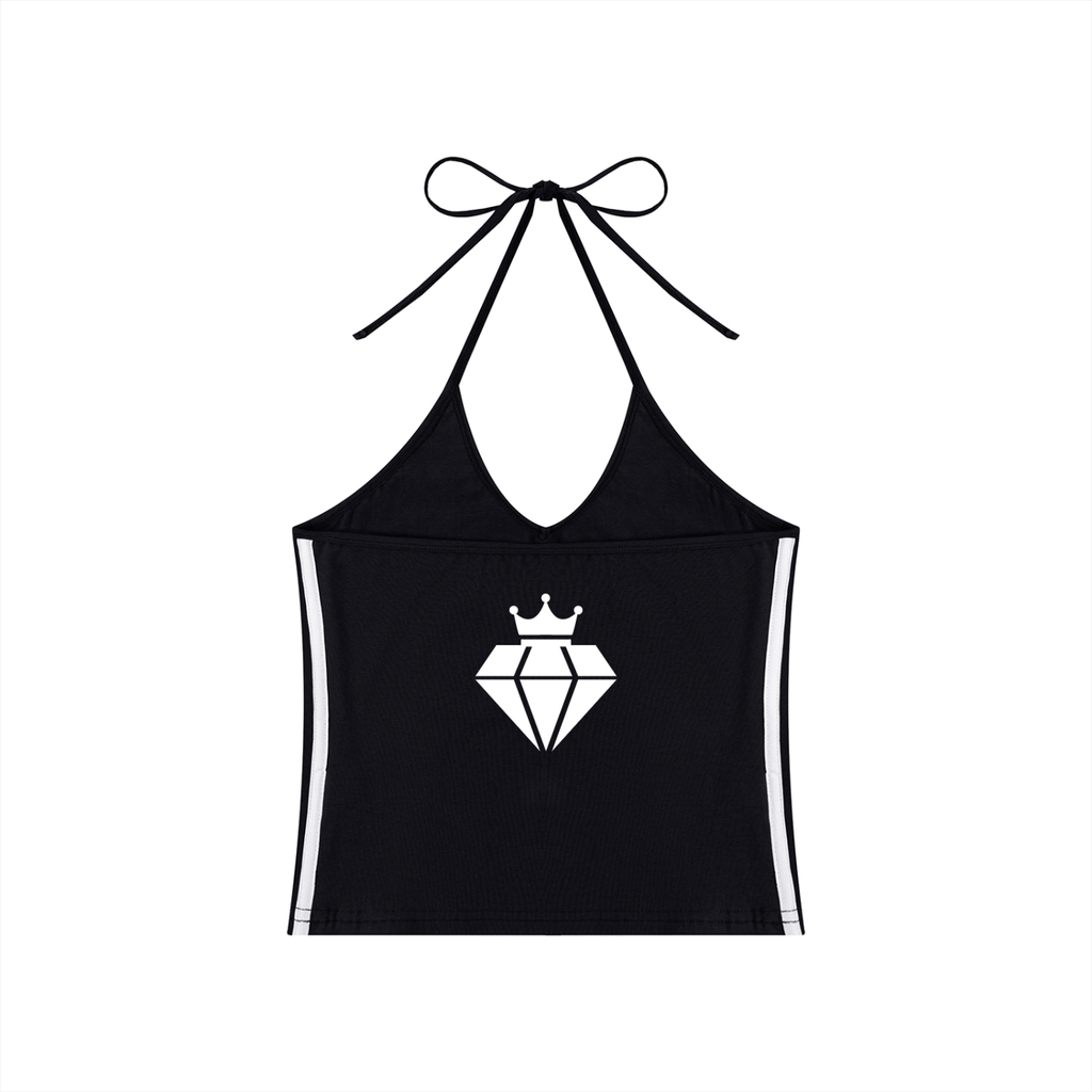 Women's Color Block Halter Crop Tank Top