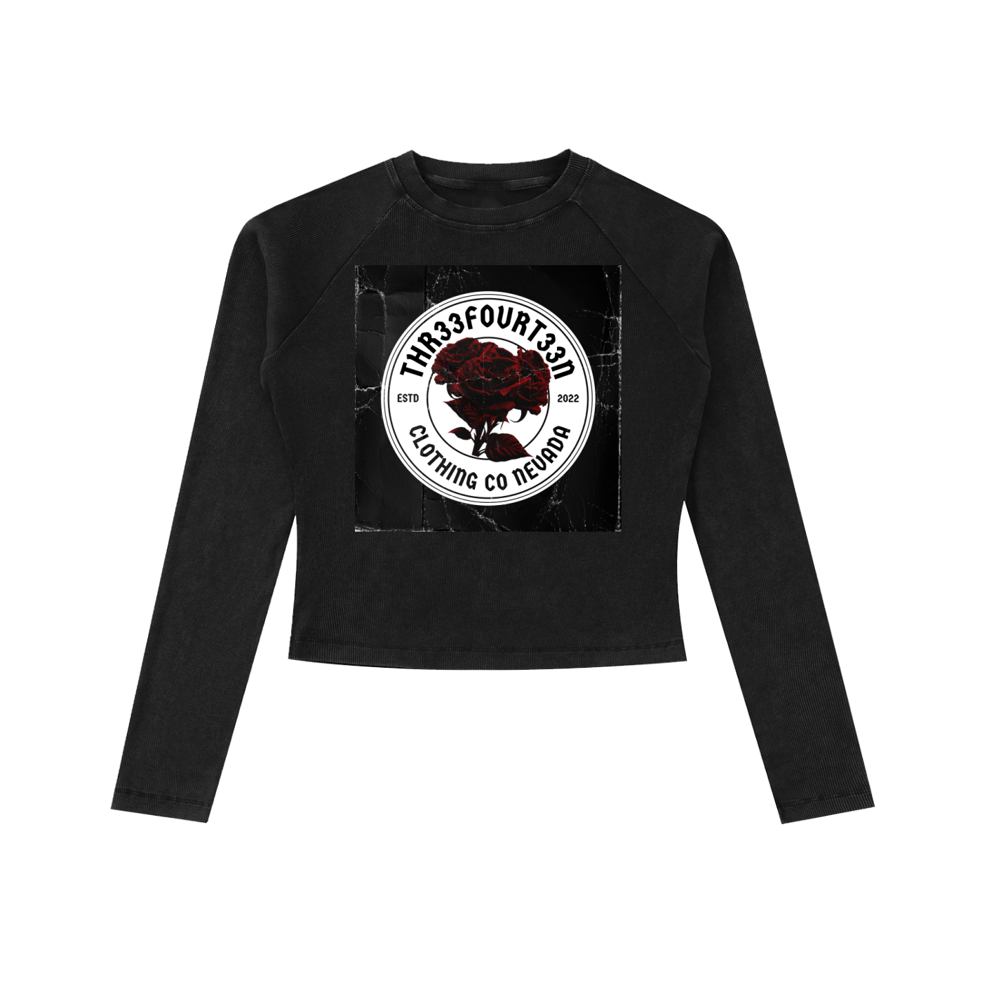 Red Rose Raglan Long Sleeve Slim T-Shirt
