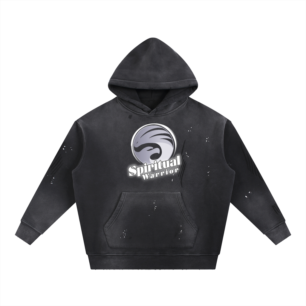 Spiritual Warrior Vintage Washed Frayed Fleece Hoodie