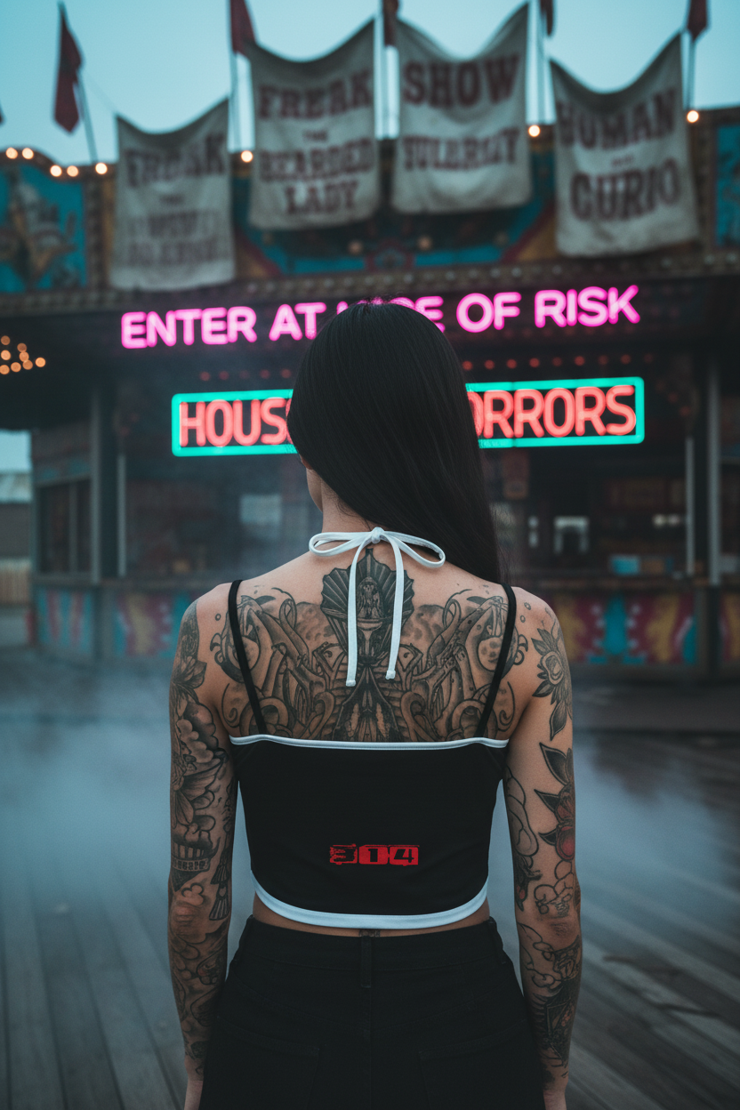 314 Halter Back View - Funhouse Fog