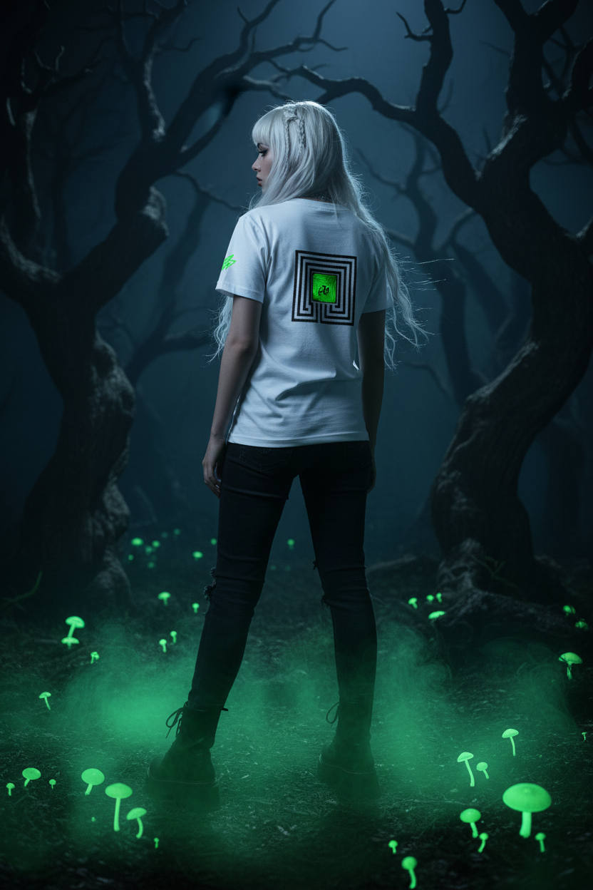 314 Realms White Tee Back View Haunted Forest