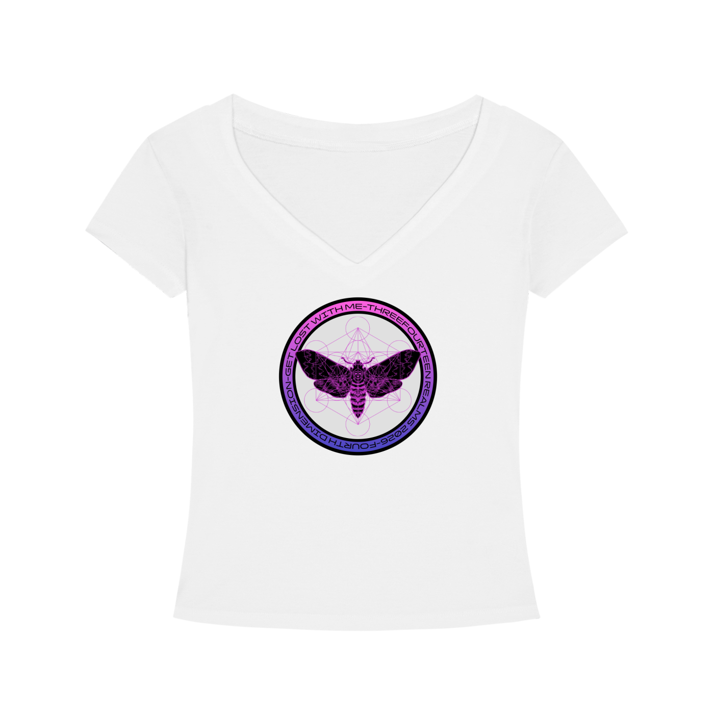 314 Realms - Reality Cocoon Fuchsia - Tencel Slim Fit V-Neck T-Shirt
