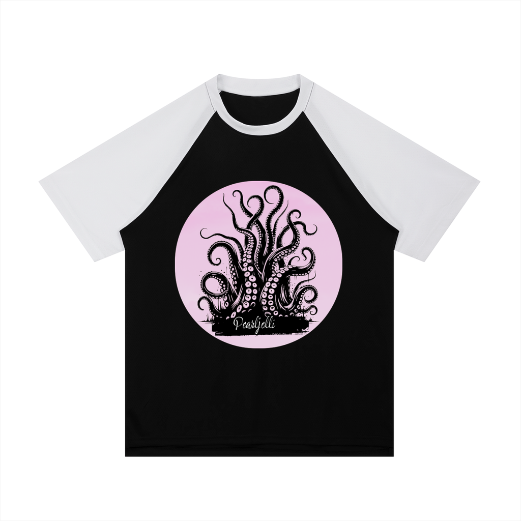 Contrast Raglan Sleeve Mesh T-Shirt