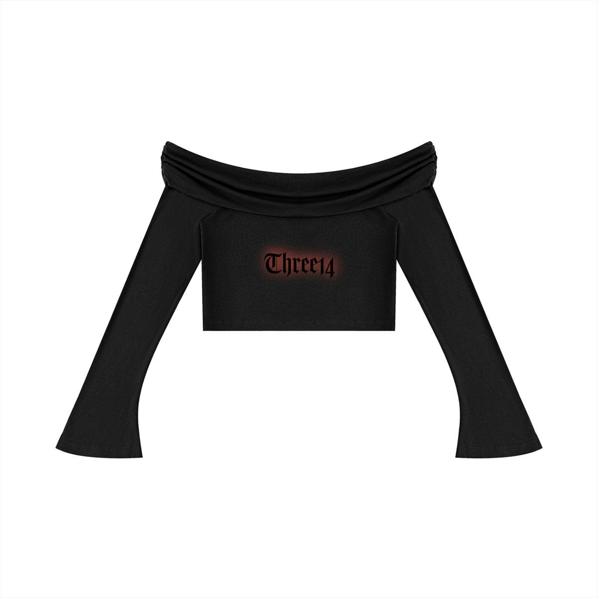 After Dark - Women's Off-the-Shoulder Bell Sleeve Crop T-Shirt