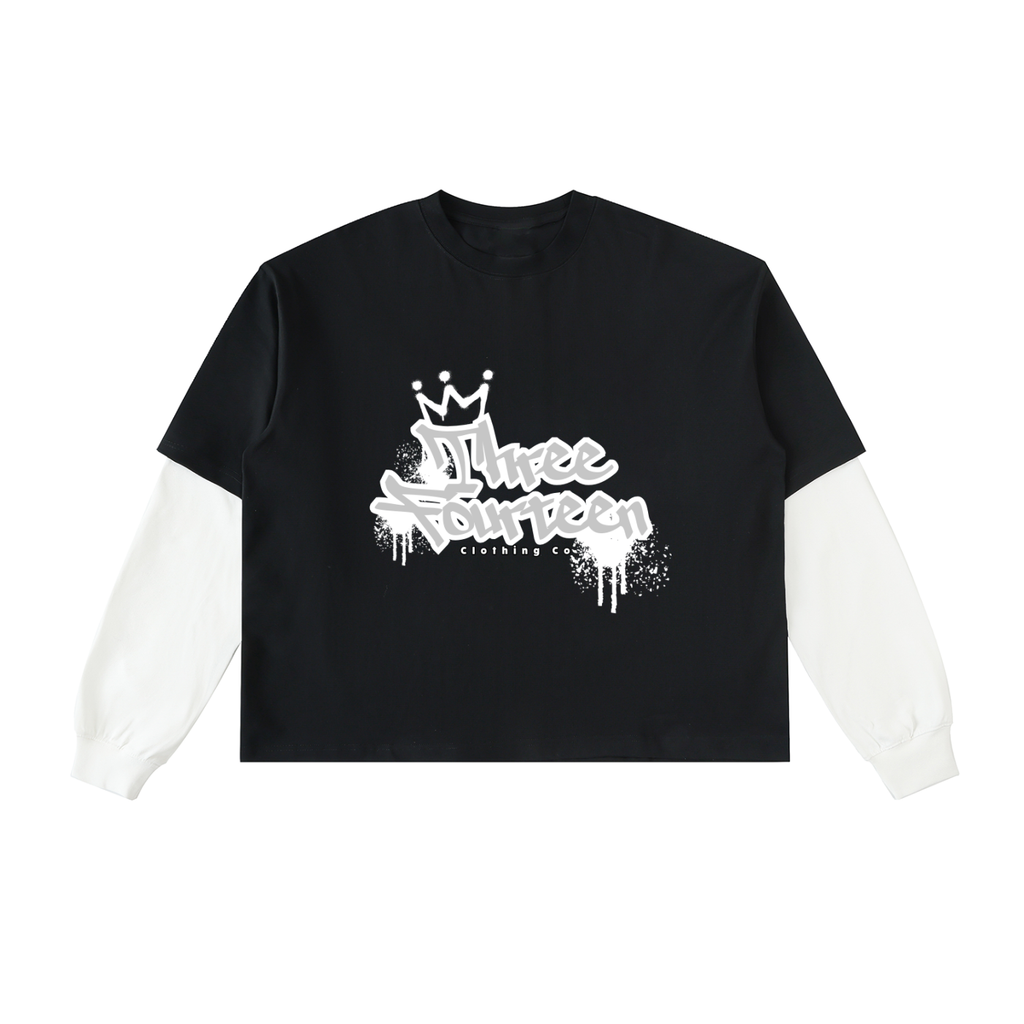 314 Scribe Layered Contrast Long Sleeve Cotton T-Shirt