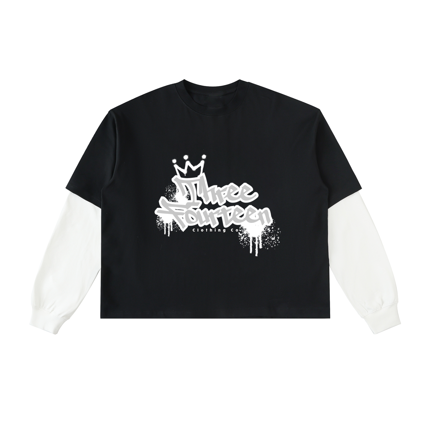 314 Scribe Layered Contrast Long Sleeve Cotton T-Shirt