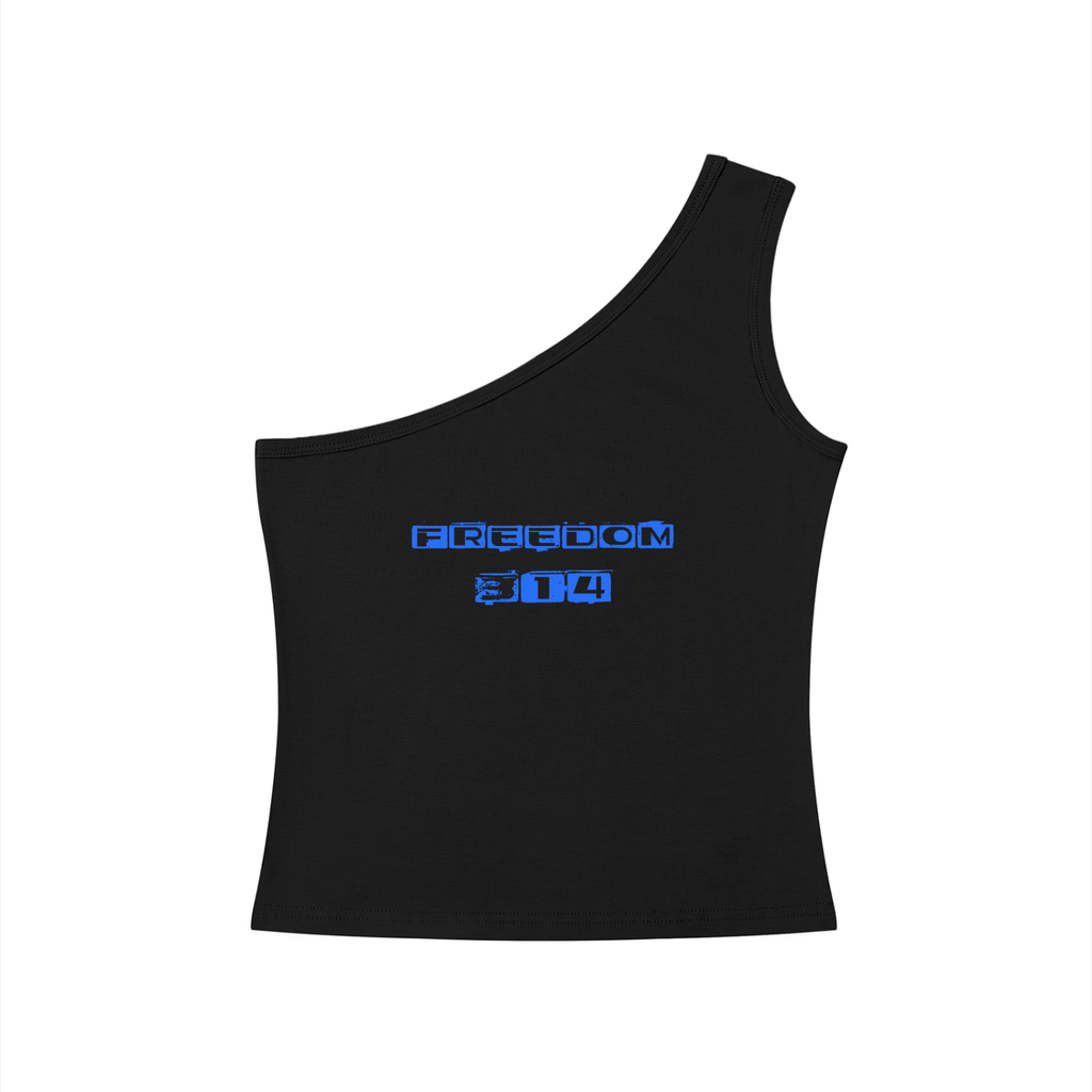 Freedom Rise -Ladies' One-Shoulder Cropped Tank Top