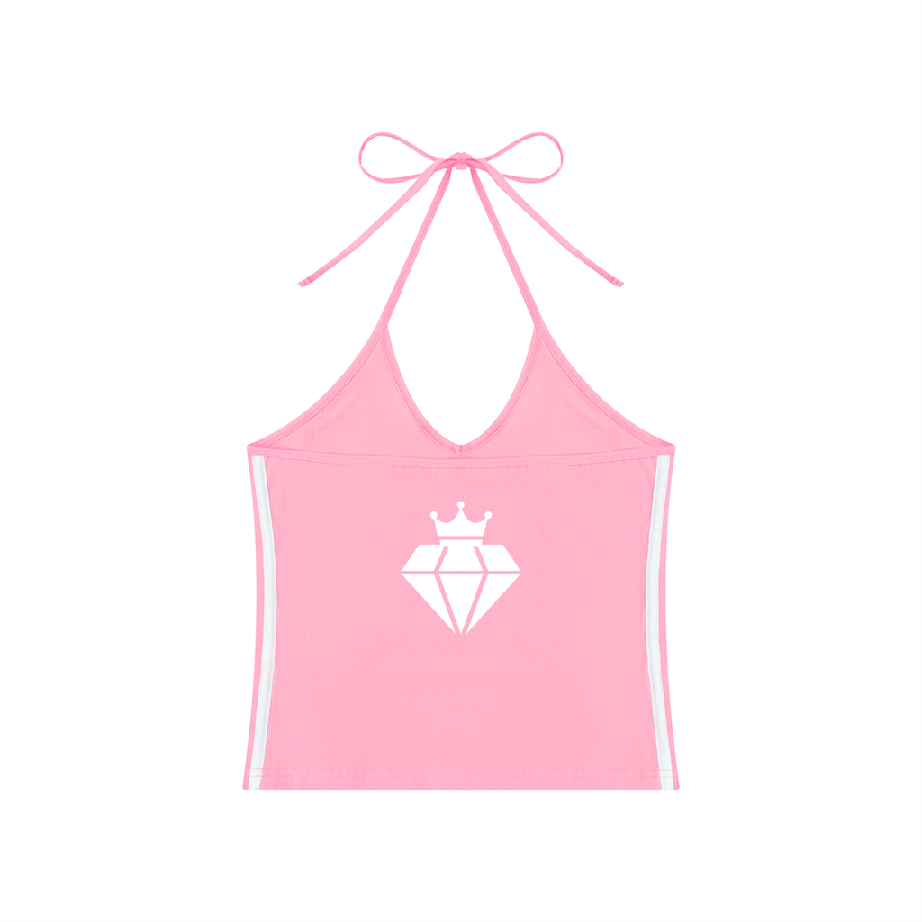 Women's Color Block Halter Crop Tank Top