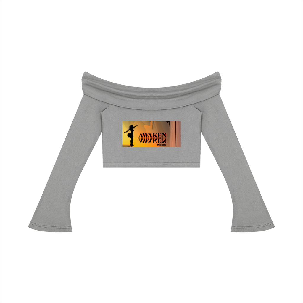 After Dark - Women's Off-the-Shoulder Bell Sleeve Crop T-Shirt