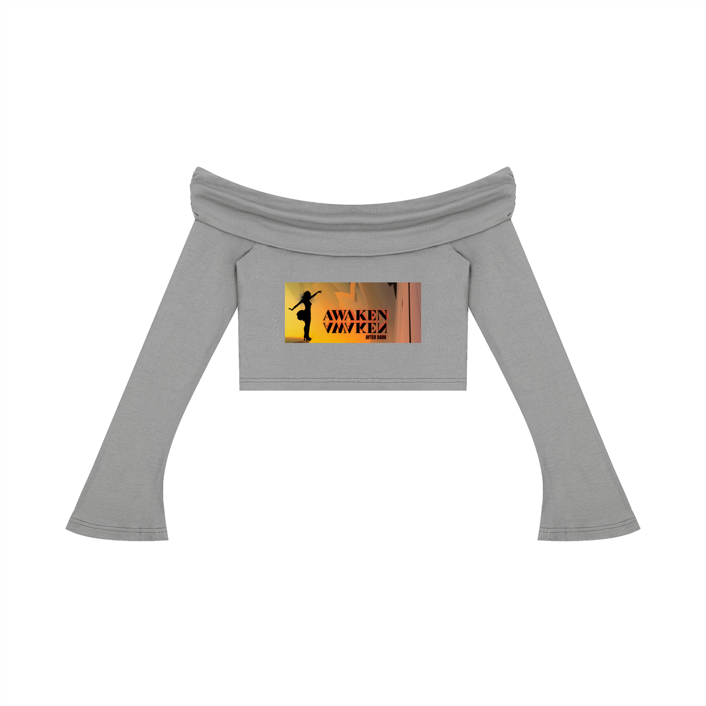 After Dark - Women's Off-the-Shoulder Bell Sleeve Crop T-Shirt