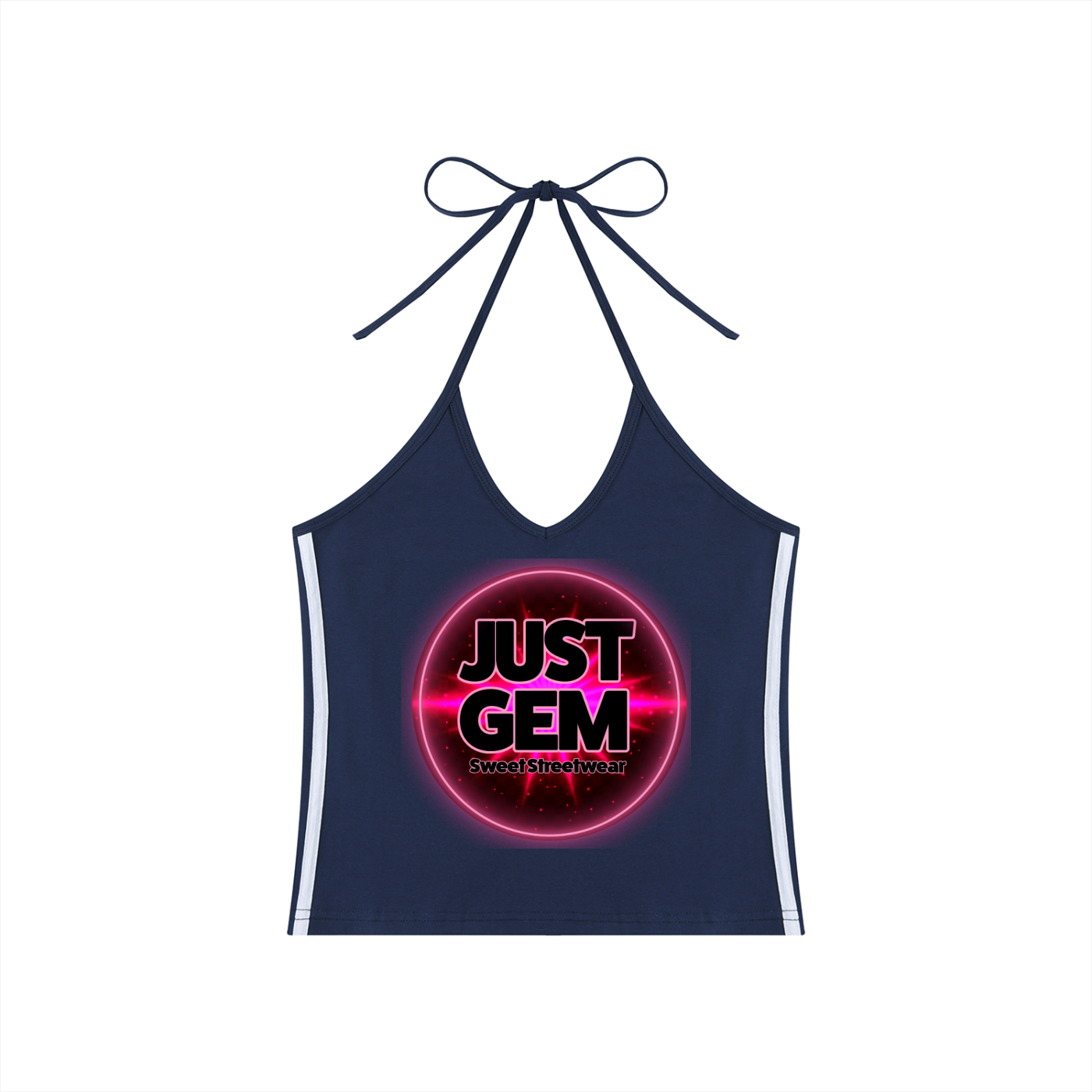 Women's Color Block Halter Crop Tank Top