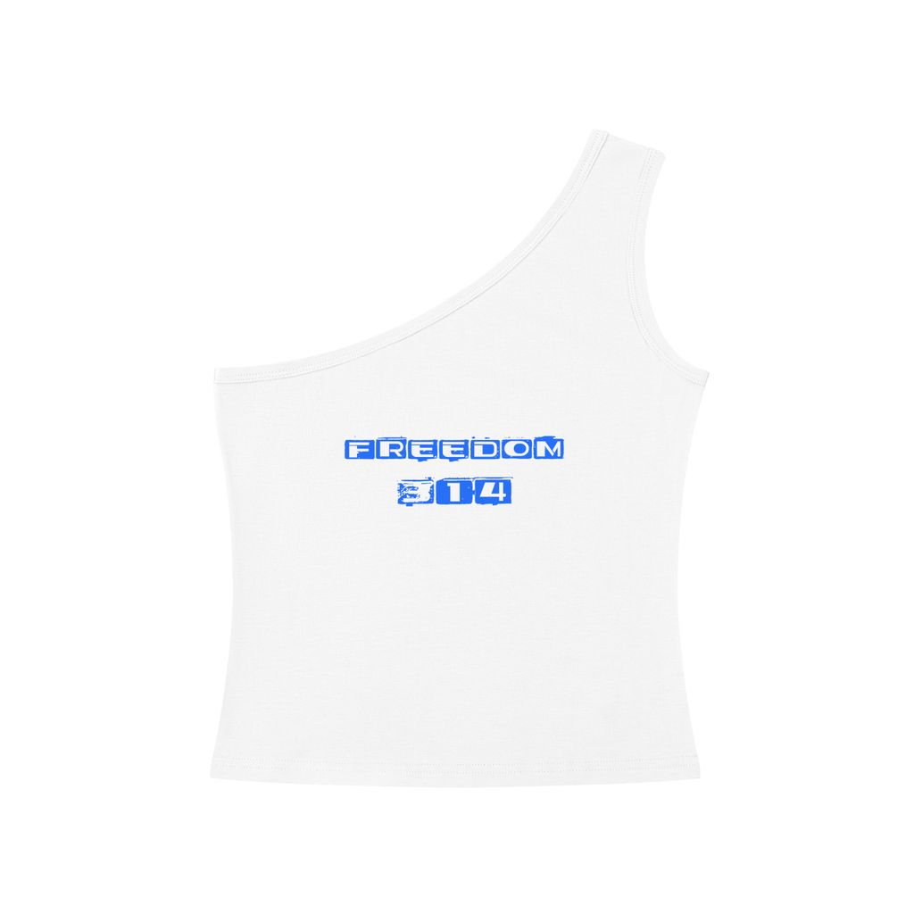 Freedom Rise -Ladies' One-Shoulder Cropped Tank Top