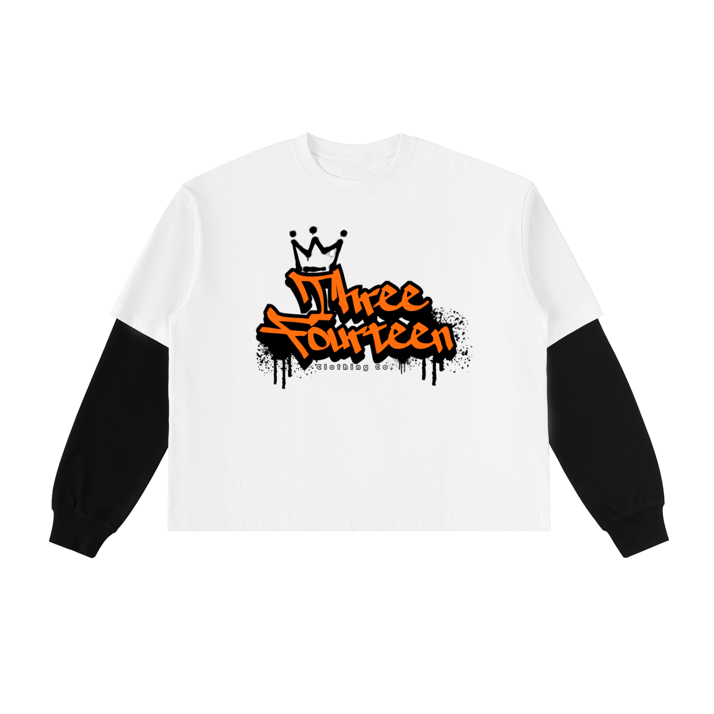 314 Street Scribe Layered Contrast Long Sleeve Cotton T-Shirt