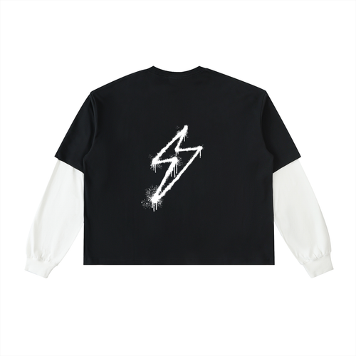 314 Scribe Layered Contrast Long Sleeve Cotton T-Shirt