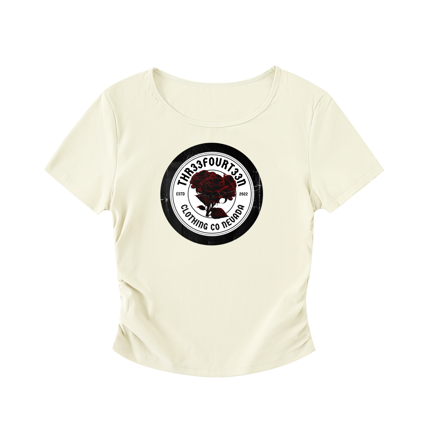 Red Rose Ruched Bodycon Crop Top