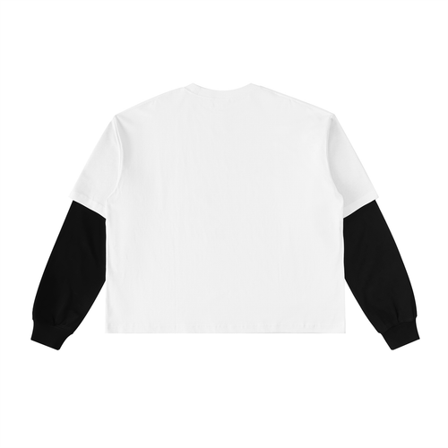314 Street Scribe Layered Contrast Long Sleeve Cotton T-Shirt