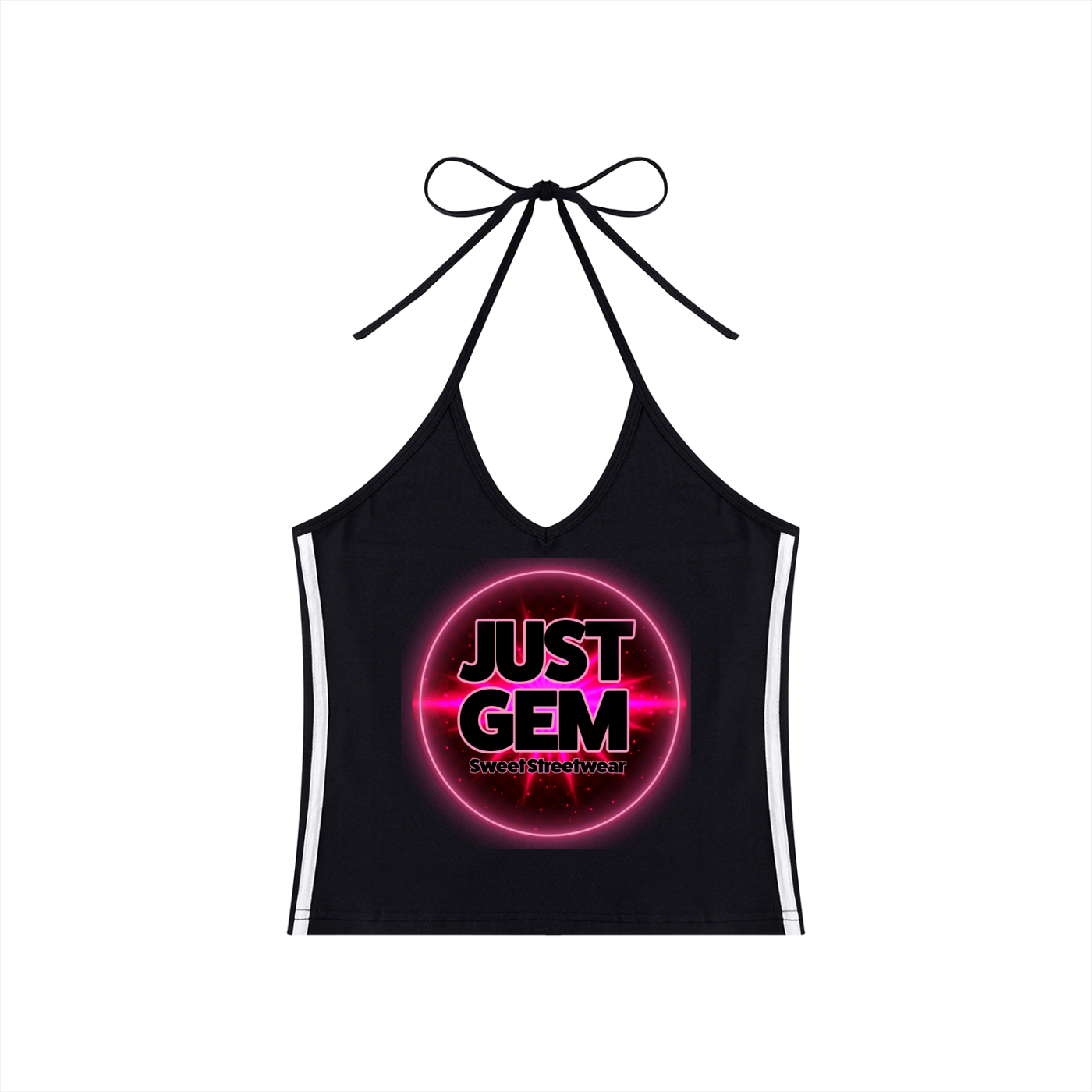 Women's Color Block Halter Crop Tank Top