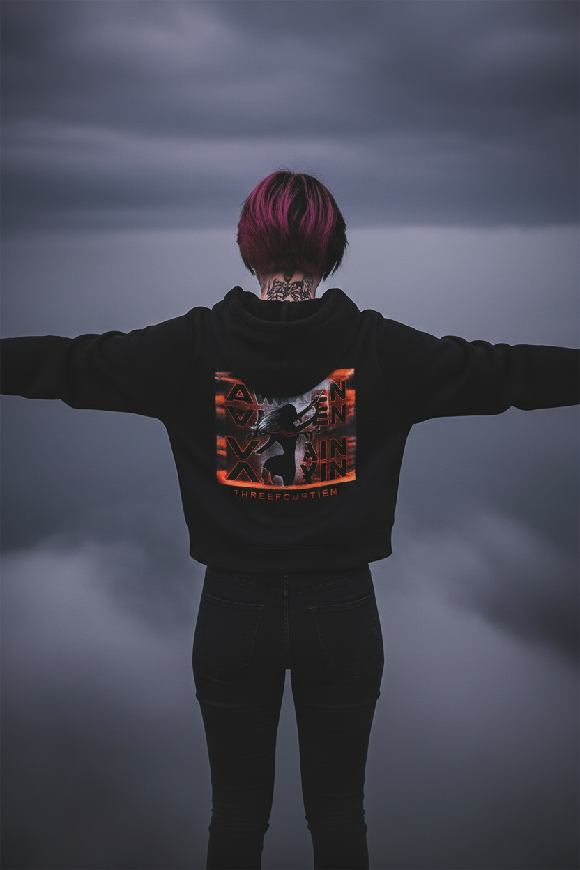 Close up - Awaken Villain hoodie logo