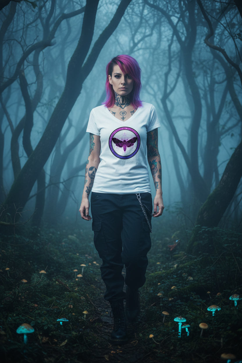 Creepy forest girl - fuchsia shirt