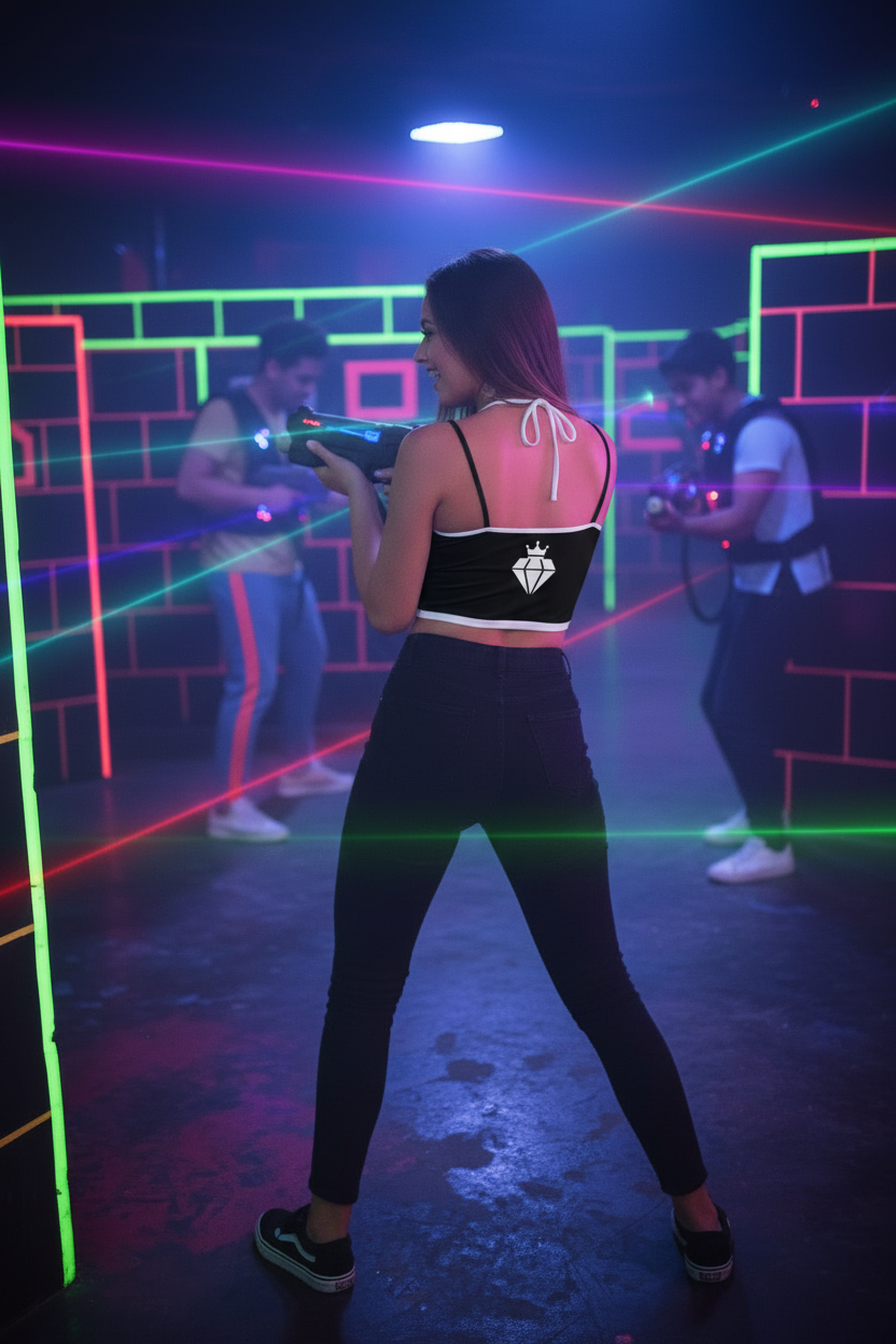 Crown Diamond Crop Top Back - Laser Tag