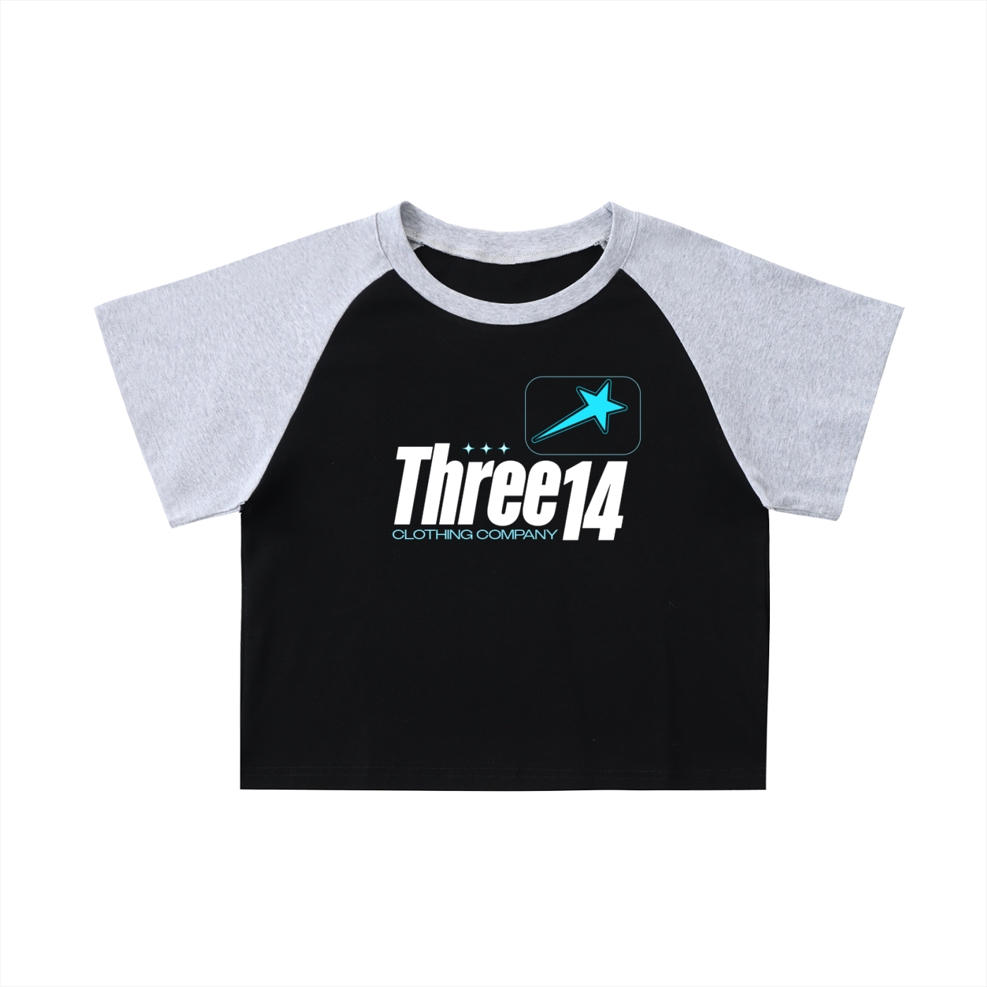 314 Three Star Teal Color-Blocked Raglan Sleeve Crop Top