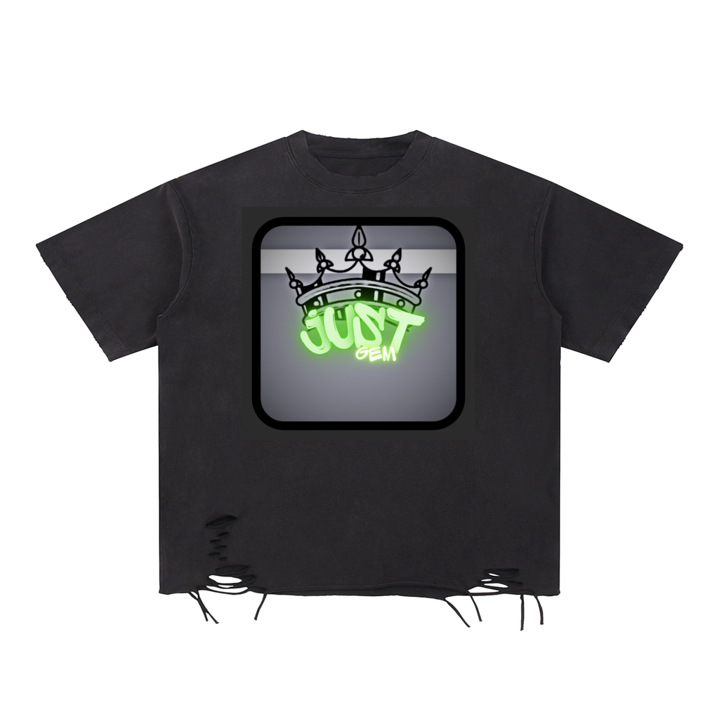 Just Gem - Snow Washed Raw-Hem T-Shirt