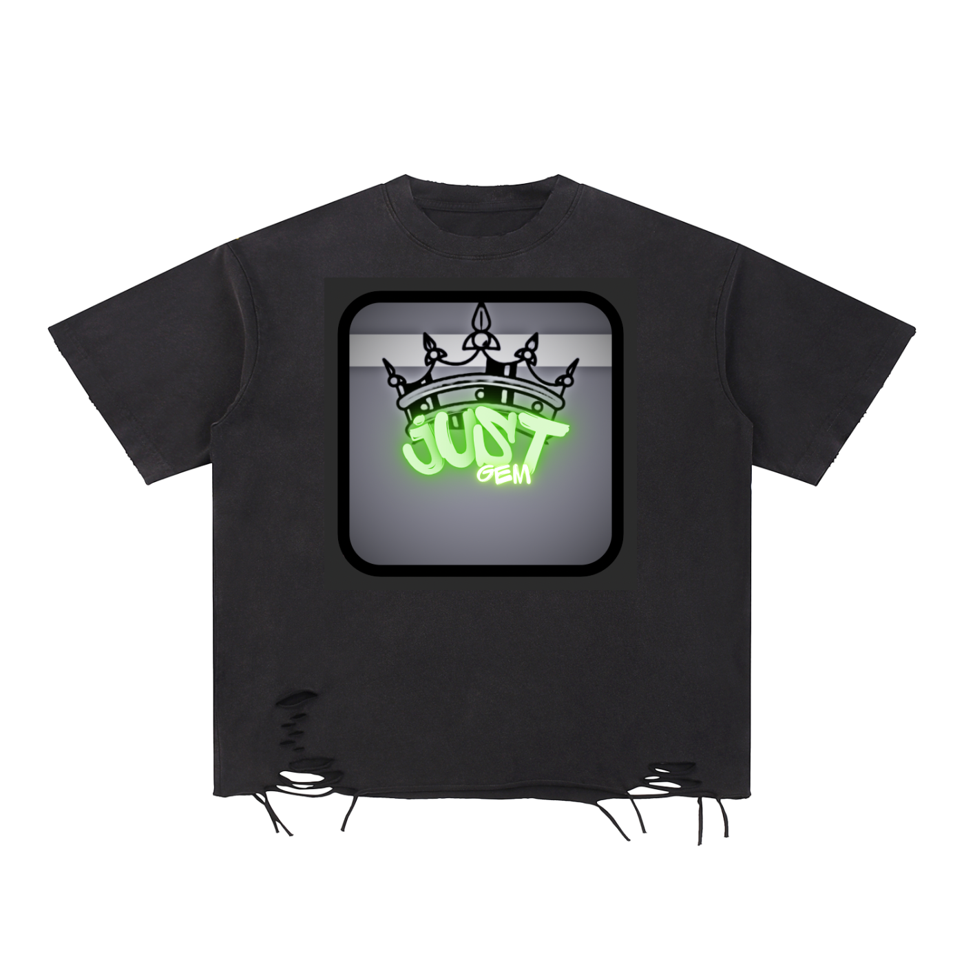 Just Gem - Snow Washed Raw-Hem T-Shirt