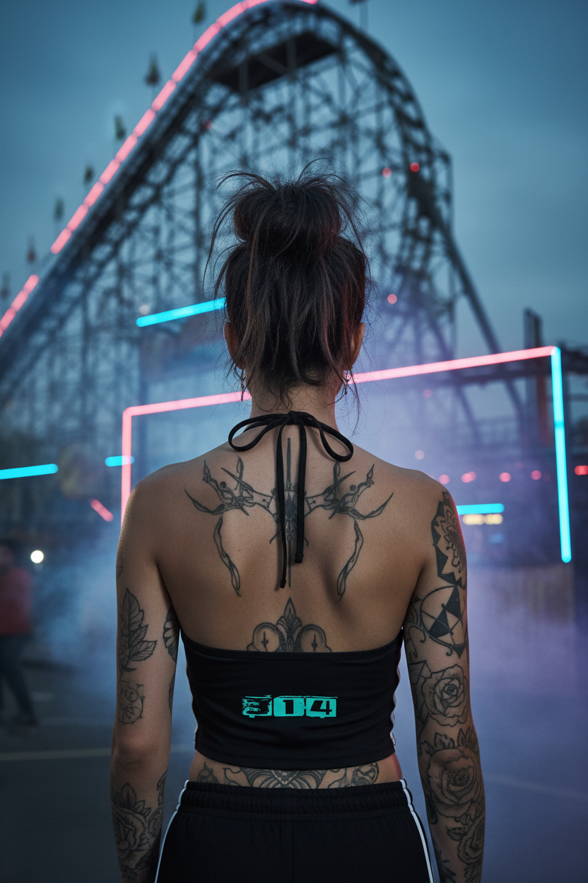 Halter Top Back View - Roller Coaster