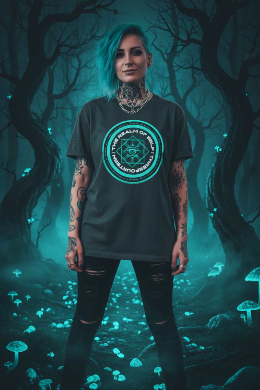 Haunted forest - teal glow - Realm of Self tee