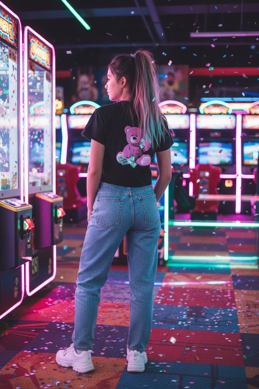 Pink Teddy Bear Back Tee New Model