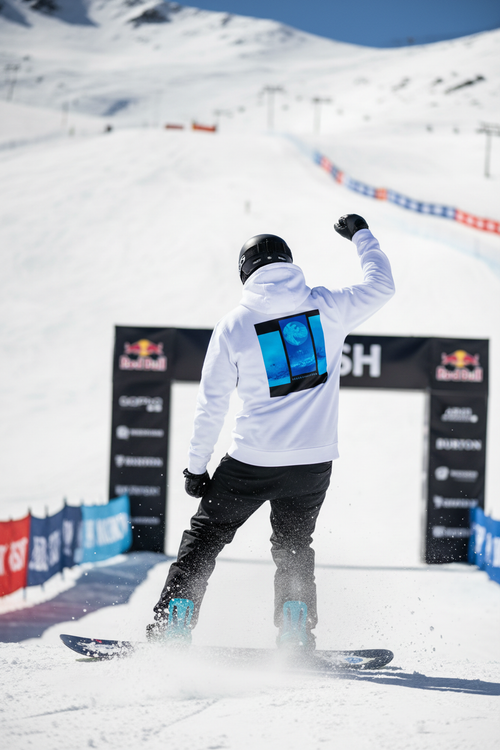 Pro Snowboarder at Finish Line in ThreeFourteen Hoodie