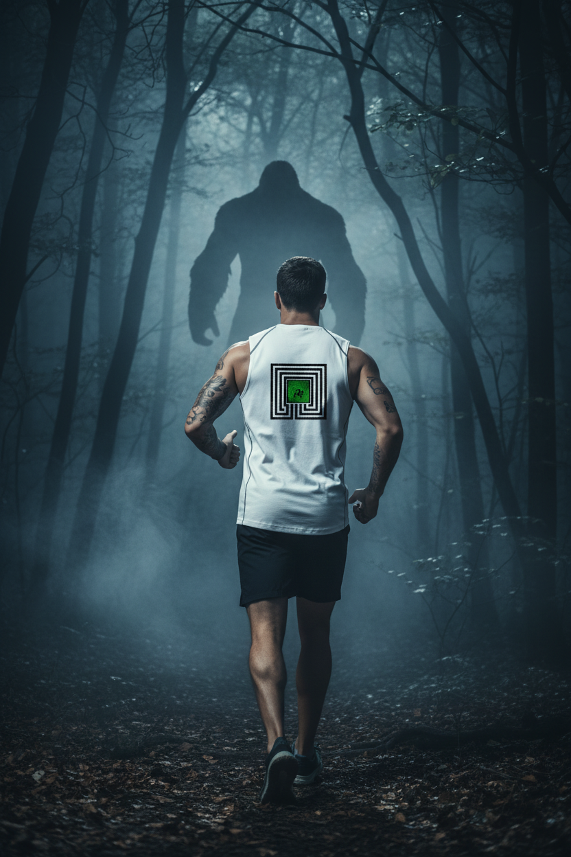 Running man back - white tank