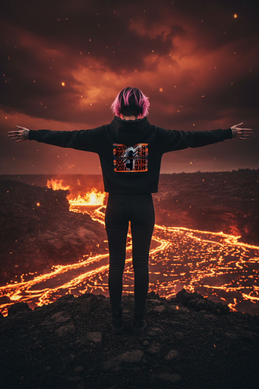 Volcanic cliff - Awaken Villain hoodie back